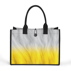 2 TONE ,DONT CHEAT YOUR GREATNESS, Gray Logo, Yellow , Gray, Premium All-Over Print Canvas Tote Bag（3 layers）