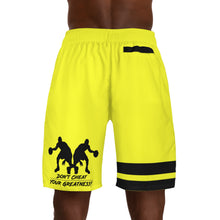 Load image into Gallery viewer, DCYG Dbl Basketball Players Black &amp; Neon Yellow Men's  Shorts
