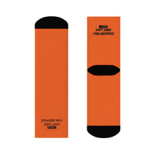 Load image into Gallery viewer, DCYG Nerds Black &amp; Orange Crew Socks
