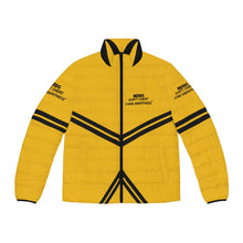 Load image into Gallery viewer, DCYG NERDS Unisex Black logo &amp;  Light Gold Puffer Jacket (AOP)
