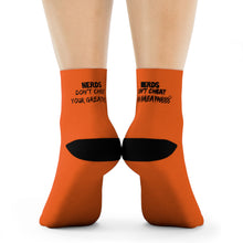 Load image into Gallery viewer, DCYG Nerds Black &amp; Orange Crew Socks
