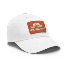 Load image into Gallery viewer, DCYG NERDS White Logo Dad Hat with Black Leather Patch
