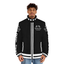 Load image into Gallery viewer, DCYG Racing Fans White Logo &amp; Black  Unisex Puffer Jacket (AOP)
