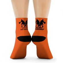 Load image into Gallery viewer, DCYG Black &amp; Orange Dbl Basketball Players Crew Socks
