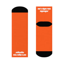 Load image into Gallery viewer, DCYG White Cartoon &amp; Neon Orange Crew Socks
