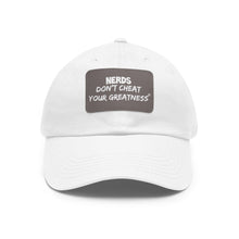 Load image into Gallery viewer, DCYG NERDS White Logo Dad Hat with Black Leather Patch
