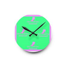 Load image into Gallery viewer, DCYG Pink Red Bottom, Green, Pink &amp; White Acrylic Wall Clock
