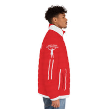 Load image into Gallery viewer, DCYG White logo &amp; Red Puffer Jacket (AOP)
