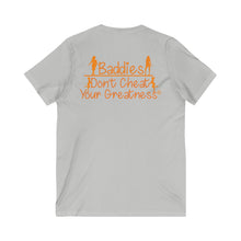 Load image into Gallery viewer, DCYG 24SX Baddies Orange  logo Unisex Jersey Short Sleeve V-Neck Tee
