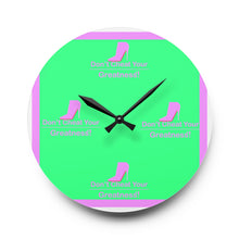 Load image into Gallery viewer, DCYG Pink Red Bottom, Green, Pink &amp; White Acrylic Wall Clock

