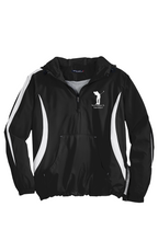 Load image into Gallery viewer, Latino Male, Golfer, White Logo Color block Raglan Anorak

