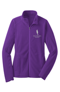 Female Golfer, White Logo & Womens Microfleece Jacket