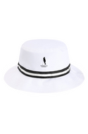 Latino Female Golfer, Black Logo Oxford Performance Bucket Hat