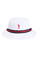 Latino Male Golfer, Red Logo Oxford Performance Bucket Hat
