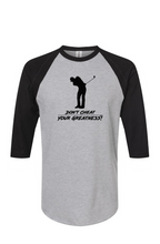 Load image into Gallery viewer, Male Golfer, Black Logo Raglan Tee
