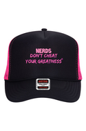 NERDS Pink Logo , 5 Panel Neon Pink Mesh Trucker Cap