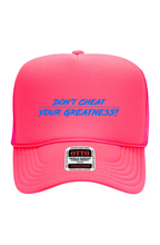 Load image into Gallery viewer, NEON Rave Blue Logo 5 Panel Trucker Cap
