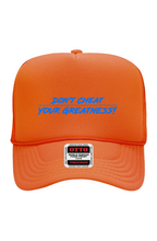 Load image into Gallery viewer, NEON Rave Blue Logo 5 Panel Trucker Cap

