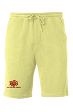 Load image into Gallery viewer, DCYG BOLD Red Logo Yellow White and Mint Green Midweight Fleece Shorts
