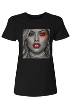 Load image into Gallery viewer, DON'T CHEAT YOUR GREATNESS R White Logo White Female Red Eye T Shirt
