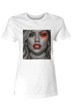 Load image into Gallery viewer, DON'T CHEAT YOUR GREATNESS R White Logo White Female Red Eye T Shirt
