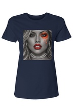 Load image into Gallery viewer, DON'T CHEAT YOUR GREATNESS R White Logo White Female Red Eye T Shirt
