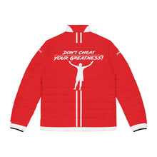 Load image into Gallery viewer, DCYG White logo &amp; Red Puffer Jacket (AOP)

