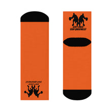 Load image into Gallery viewer, DCYG Black &amp; Orange Dbl Basketball Players Crew Socks
