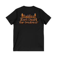 Load image into Gallery viewer, DCYG 24SX Baddies Orange  logo Unisex Jersey Short Sleeve V-Neck Tee
