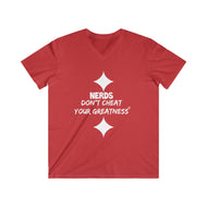 DCYG NERDS White Logo Fitted V-Neck Short Sleeve Tee