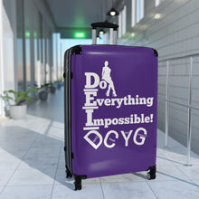 Load image into Gallery viewer, DCYG DEI 24BW White Logo &amp; Purple Suitcase
