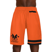 Load image into Gallery viewer, DCYG Dbl Basketball Players Black &amp; Neon Orange Men's  Shorts

