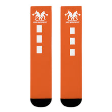 Load image into Gallery viewer, DCYG Dbl Basketball Players Orange &amp; Grey Crew Socks (EU)
