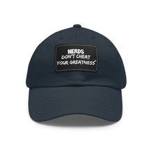 Load image into Gallery viewer, DCYG NERDS White Logo Dad Hat with Black Leather Patch

