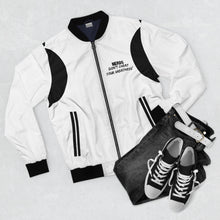 Load image into Gallery viewer, DCYG NERDS Black logo &amp; White Men's Bomber Jacket
