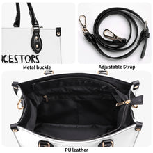 Load image into Gallery viewer, Ancestors Black,  Black Logo &amp; White &amp; Black Stripes,Multiple Sizes Upgraded Luxury Women PU Leather Handbag
