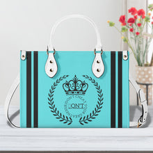 Load image into Gallery viewer, Royalty 24 Black Logo ,Stripes &amp; Turquoise Multiple Sizes Upgraded Luxury Women PU Leather Handbag
