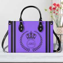 Load image into Gallery viewer, Royalty 24 Black Logo ,Stripes &amp; Purple Multiple Sizes Upgraded Luxury Women PU Leather Handbag
