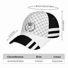 Load image into Gallery viewer, Royalty 24 Black logo,Nets, Stripes &amp; White Curved Brim Baseball Cap (AOP)
