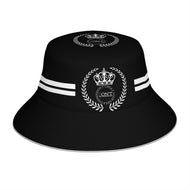 Royalty 24 White Logo , Stripes & Black Reflective Bucket Hat