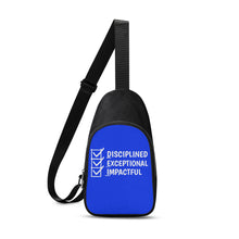 Load image into Gallery viewer, D.E.I. DISCIPLINED EXCEPTIONAL IMPACTFUL  White Logo Chest Bag
