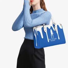 Load image into Gallery viewer, DRIP SF White Logo  &amp; Blue Multiple Sizes Upgraded Luxury Women PU Leather Handbag
