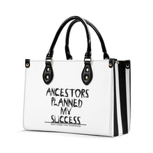 Load image into Gallery viewer, Ancestors Black,  Black Logo &amp; White &amp; Black Stripes,Multiple Sizes Upgraded Luxury Women PU Leather Handbag
