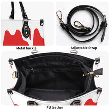 Load image into Gallery viewer, Ancestors Filipino, White Logo &amp; Red and White Drip Multiple Sizes Upgraded Luxury Women PU Leather Handbag
