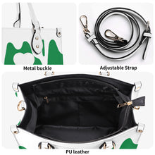 Load image into Gallery viewer, Ancestors Irish, White Clover,Green Logo,  White Drip , Green Multiple Sizes Upgraded Luxury Women PU Leather Handbag
