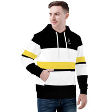 Load image into Gallery viewer, DCYG 25NC White Logo , White  ,Harvest  Stripes &amp; Black Men's All Over Print Hoodie
