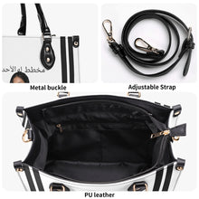 Load image into Gallery viewer, Ancestors Muslim, Female, Black Logo  ,Stripes &amp; White Multiple Sizes Upgraded Luxury Women PU Leather Handbag
