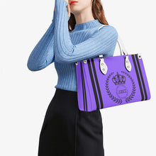 Load image into Gallery viewer, Royalty 24 Black Logo ,Stripes &amp; Purple Multiple Sizes Upgraded Luxury Women PU Leather Handbag
