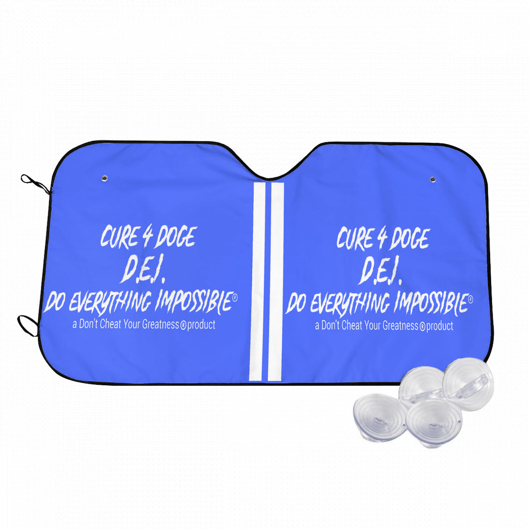 Cure 4 Doge White Logo, stripes & Blue Car Windshield Sunshade (multi-size)