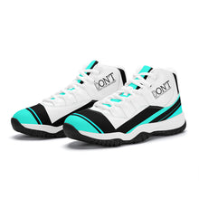 Load image into Gallery viewer, DONT D4X Black  Logo ,Teal,Black Stripes &amp; White High Top Air Retro Sneakers - White
